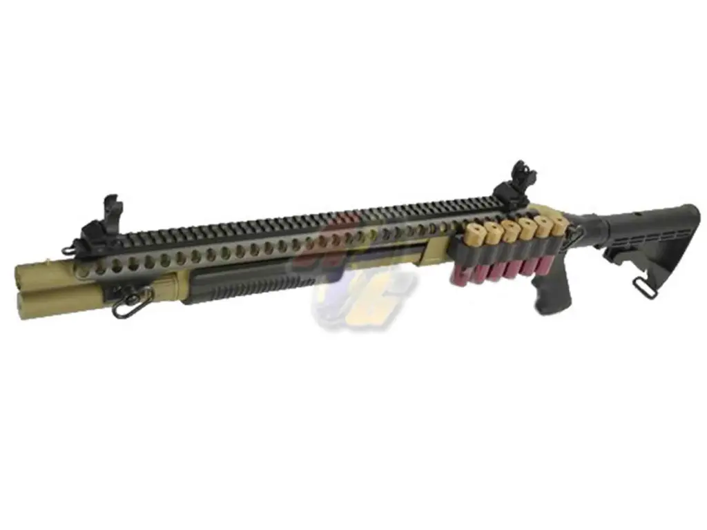 [GE-SG-8874T-CO2] Golden Eagle M870 AR Tactical Tri-Shot Co2 Pump Action Shotgun - Tan