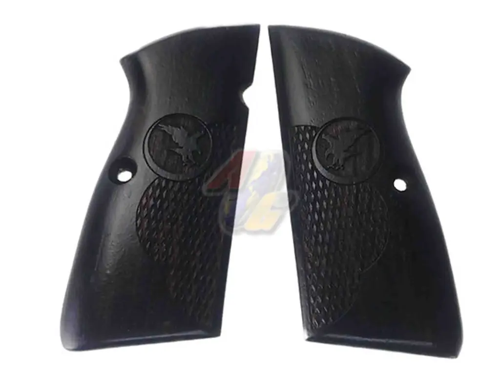 KIMPOI SHOP Hi-Power MKIII Wood Grip for Tanaka Hi-Power MK3 GBB - Type Dark Brown