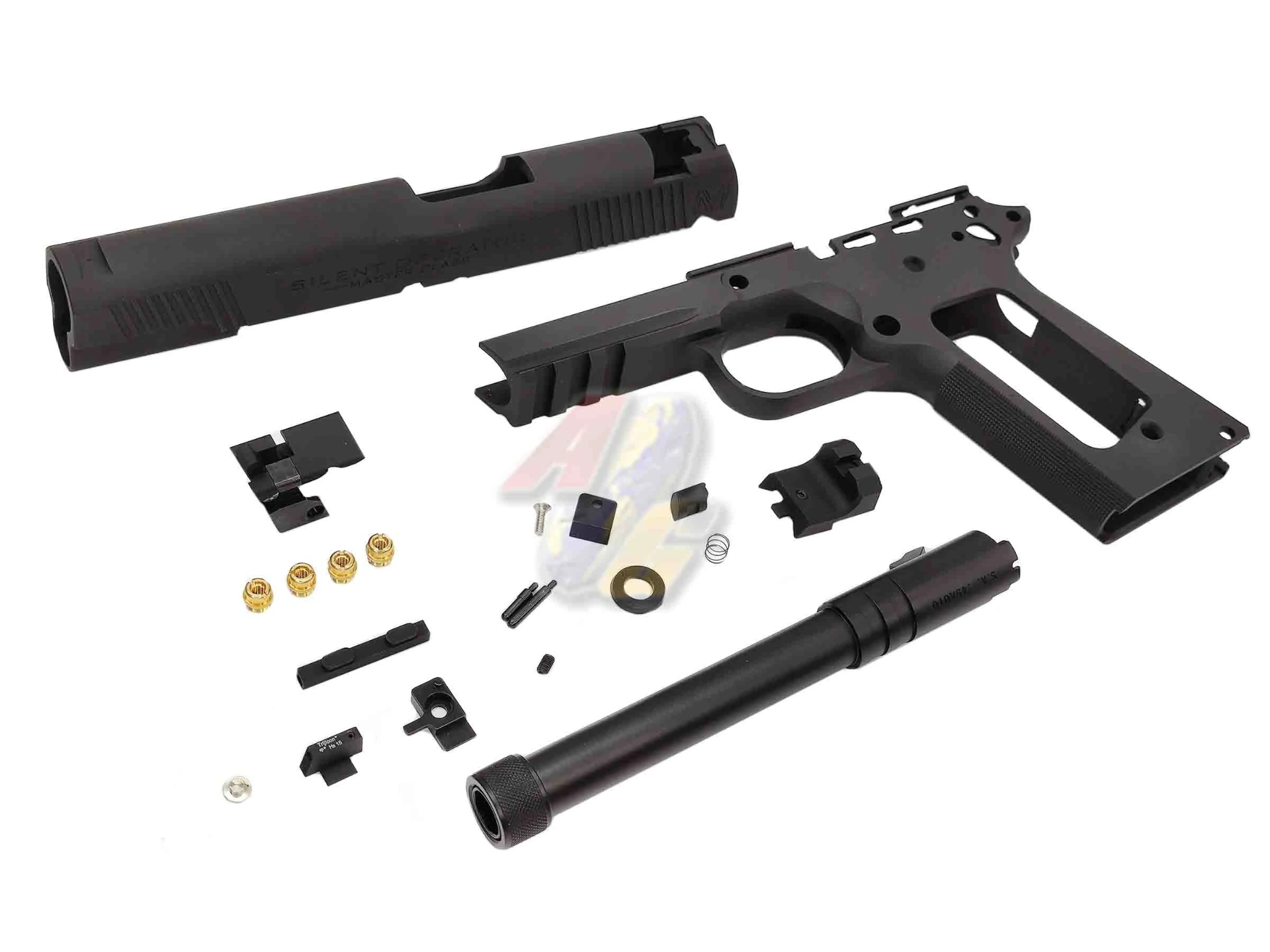 Bomber CNC Aluminum 1911 SFA Silent Operator Slide & Frame Kit for Tokyo Marui 1911/ MEU GBB Series - 2022 Version (Black)