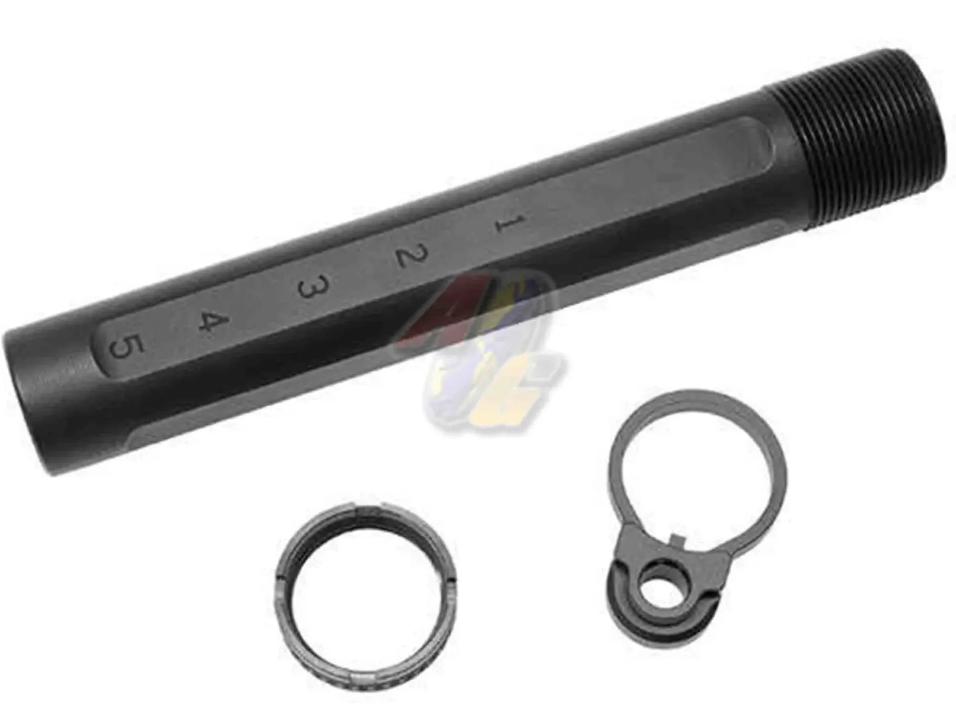 SLR Airsoftworks Buffer Tube Assemble with Castle Nut and End Plate for VFC, WA, GHK M4 GBB Series (by DYTAC)