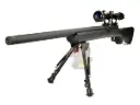 Snow Wolf M24 Civilian Type Airsoft Sniper with Scope and Bipod (Black/ Air-Cocking)