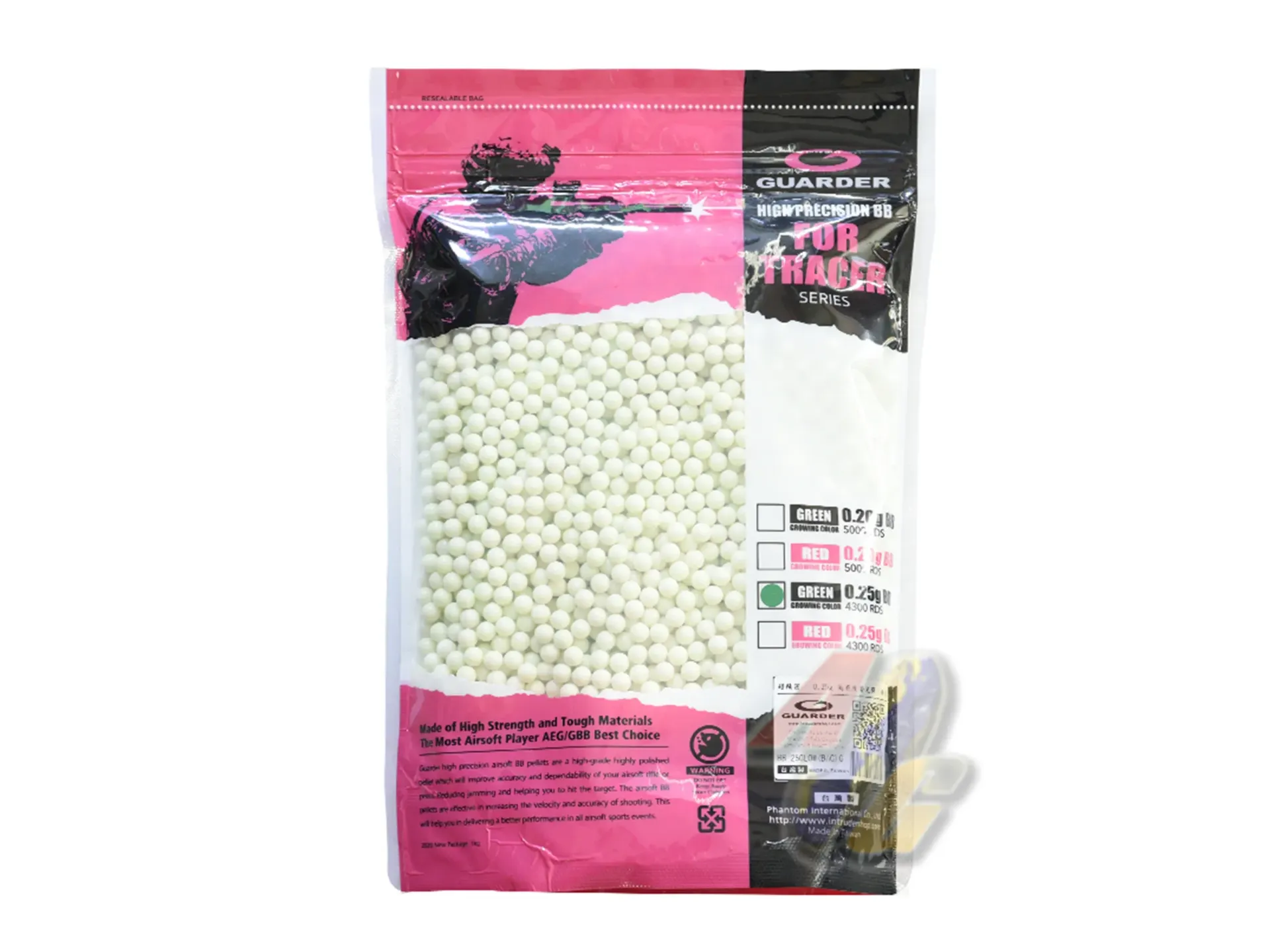 Guarder 6mm High Precision 0.25g Tracer BB's - 4000rds (Green)