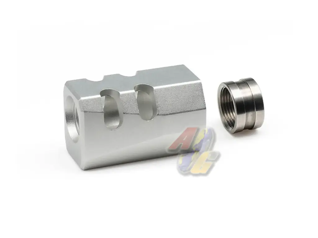 TTI Airsoft Type-B Compensator for TTI Airsoft TP22 Competition GBB (14mm-) (Silver)