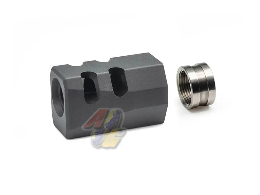 TTI Airsoft Type-B Compensator for TTI Airsoft TP22 Competition GBB (14mm-) (Black)
