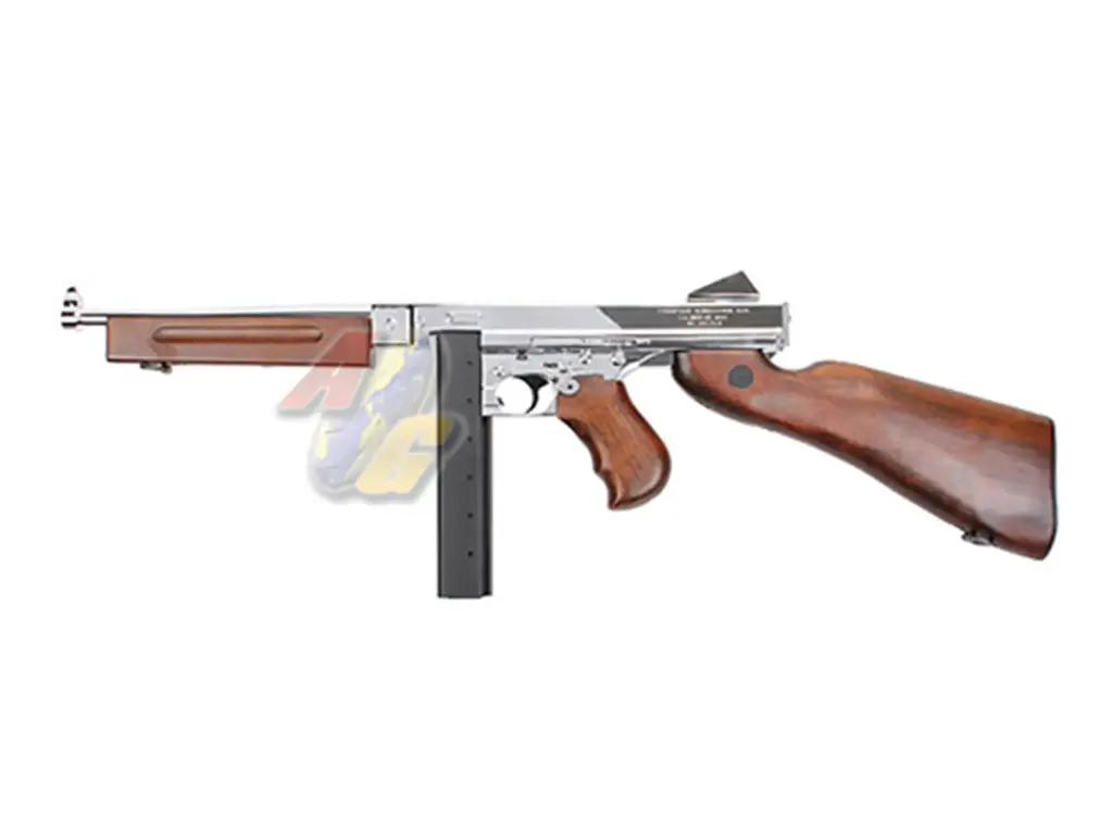 King Arms Thompson M1A1 Military AEG (Silver/ Real Wood)