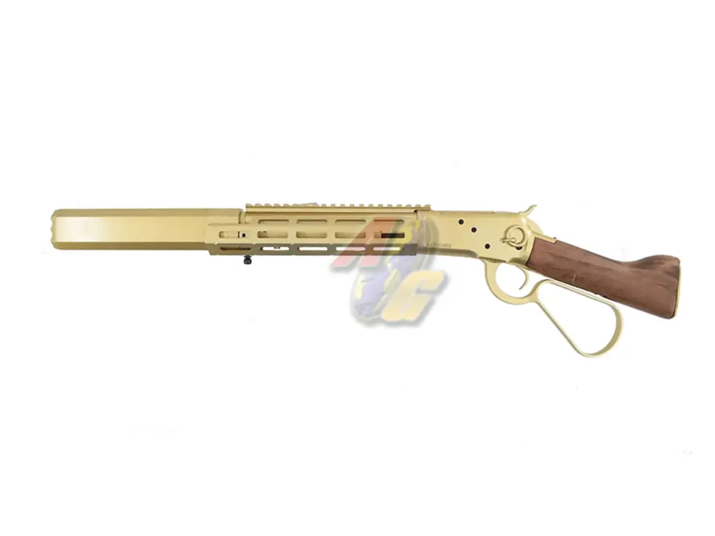 A&K M-Lok M1873 Sawed-Off Real Wood Gas Rifle with Silencer - Gold