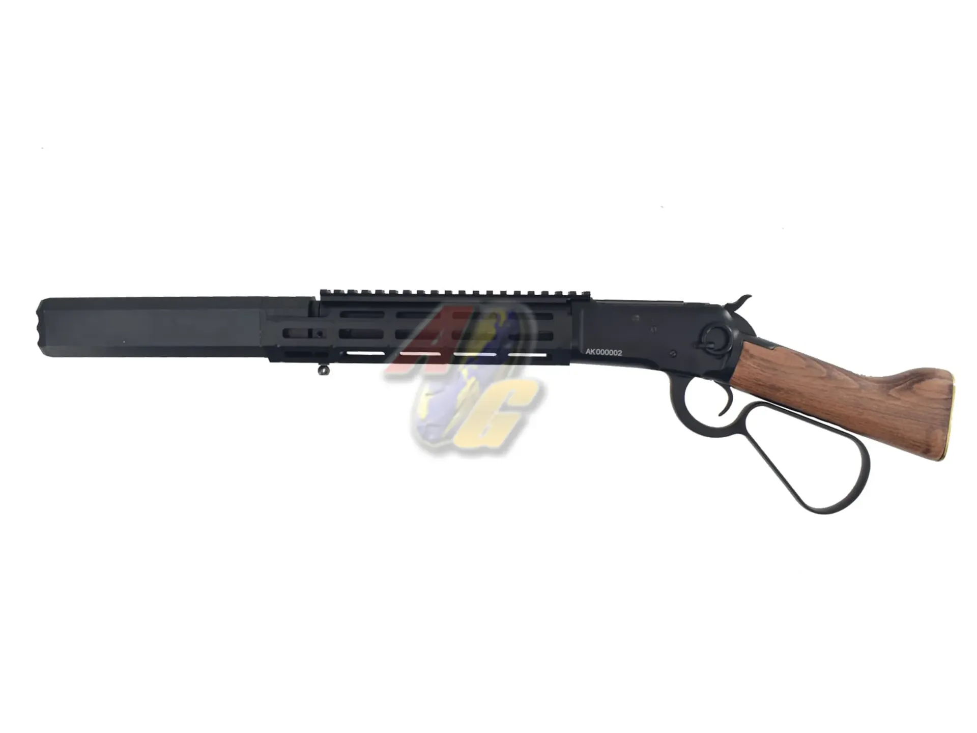 A&K M-Lok M1873 Sawed-Off Real Wood Gas Rifle with Silencer - Black