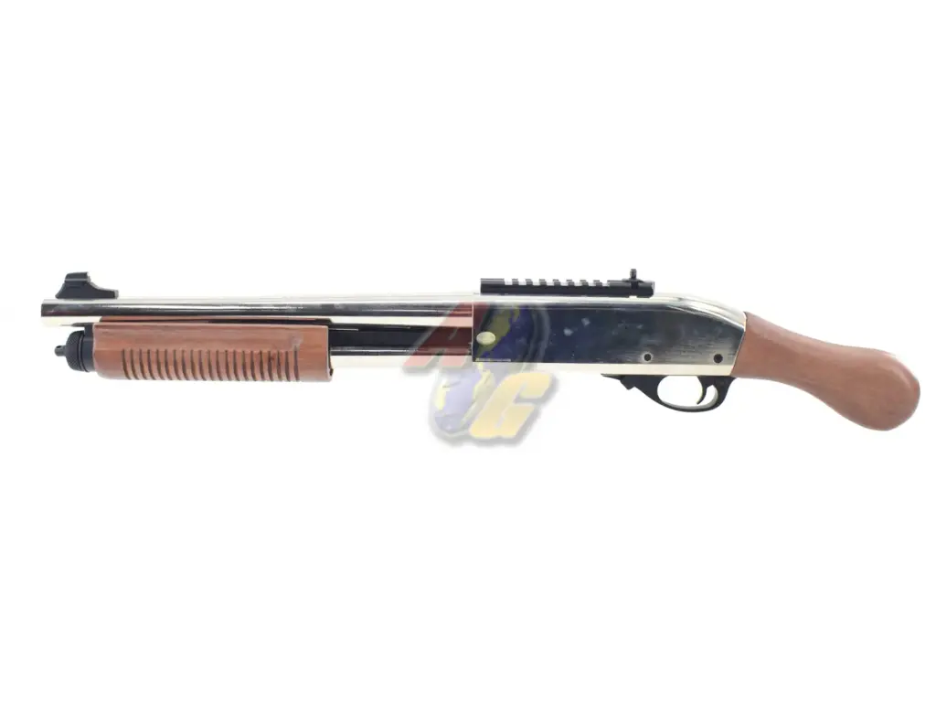 Golden Eagle Sawed-Off M870 Gas Pump Action Shotgun (Silver/ Real Wood)