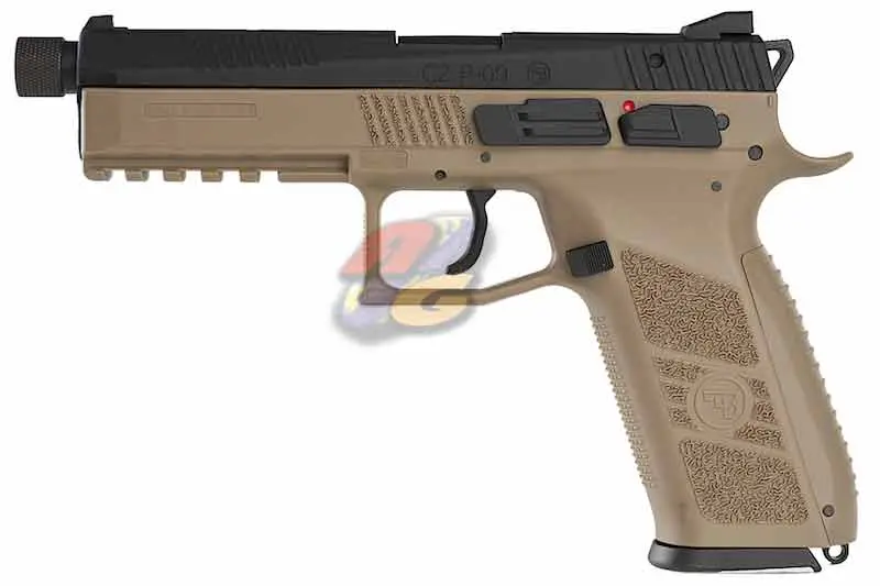 KJ Works CZ P-09 GBB with 14mm CCW Thread Barrel ( ASG Licensed/ Gas Version ) TAN