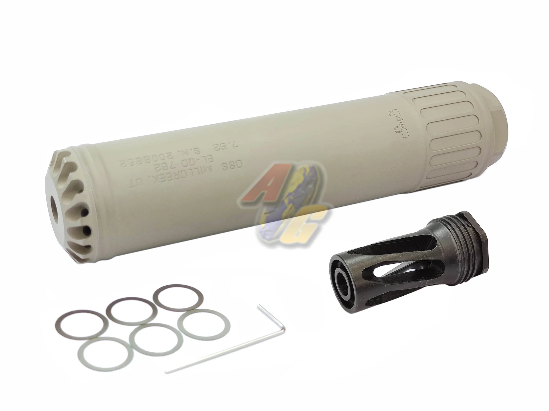 Angry Gun Tornado Dummy Silencer with Tornado MK16 Flash Hider - Acetech Blaster Module Tracer Ver. (FDE)