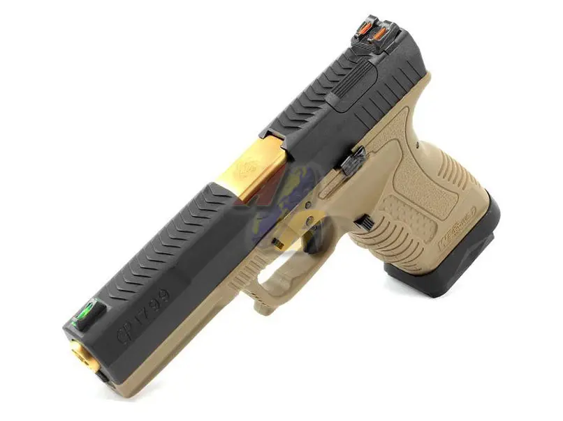 WE GP1799 T6 GBB ( BK Slide, GD Barrel, TAN Frame )