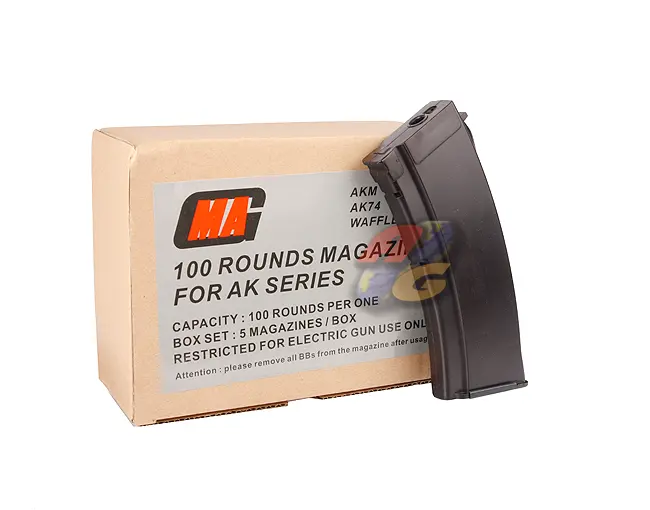 [MAG-008C] MAG 100 Rounds Magazine for AK Series Box Set (AK74) (Black)