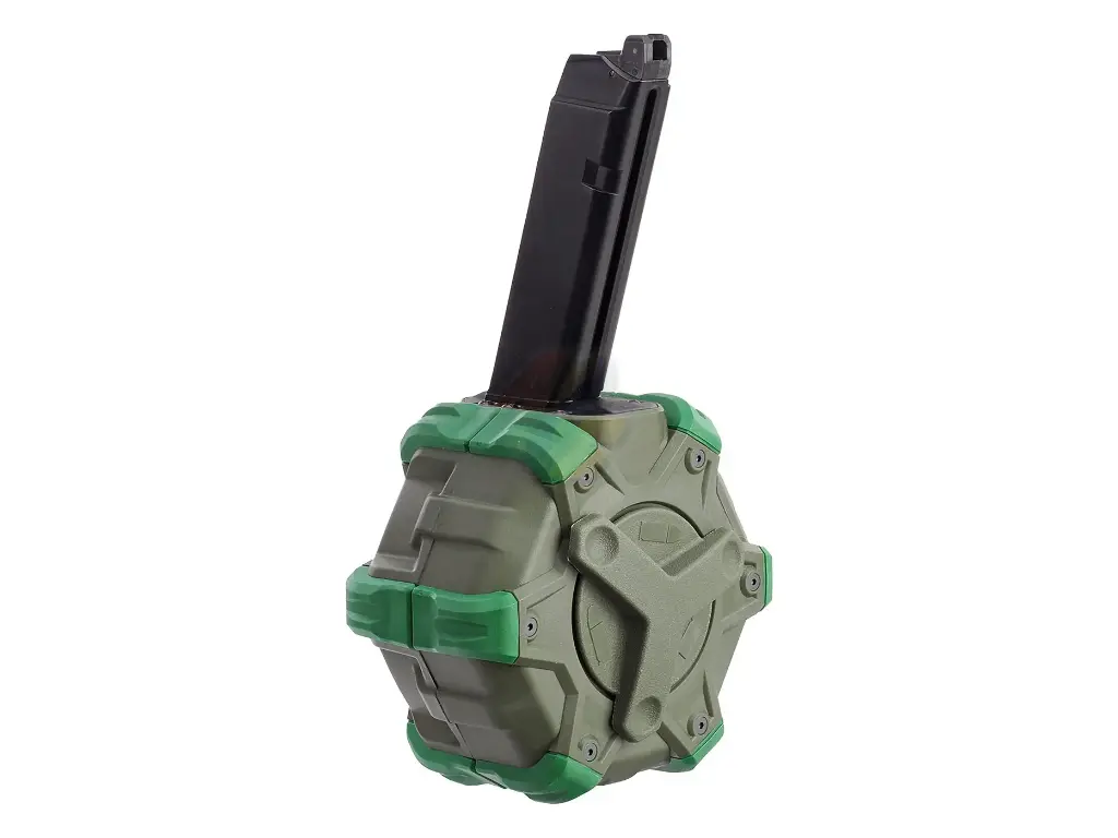 WE Adaptive 350 Rounds Drum Magazine for GLOCK GBB Series (OD)