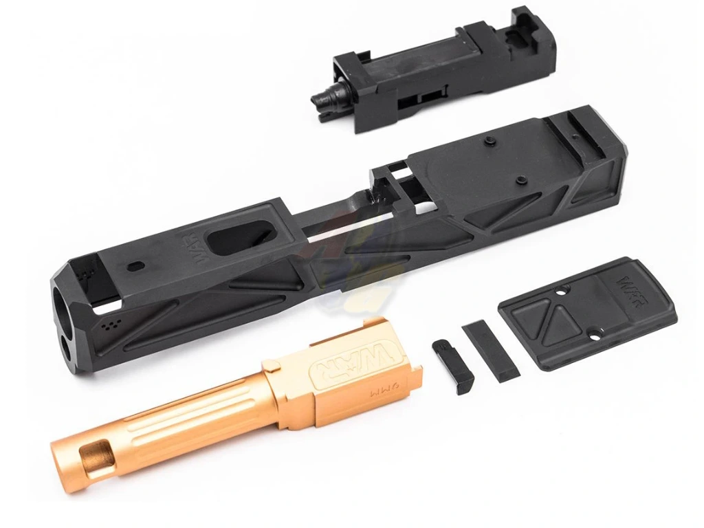 JDG WAR Afterburner RMR Slide Set for Tokyo Marui H19 GBB - Licensed by WAR (Black w/ Rose Gold Barrel)