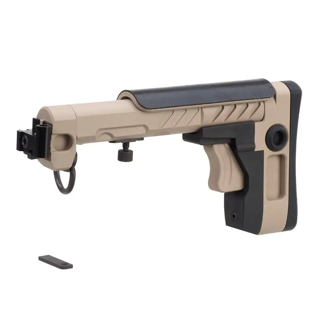 5KU PT-3 AK Telescopic Side Foldable Buttstock Stock for GHK/ LCT/ CYMA Series AK Airsoft Rifle (Tan)