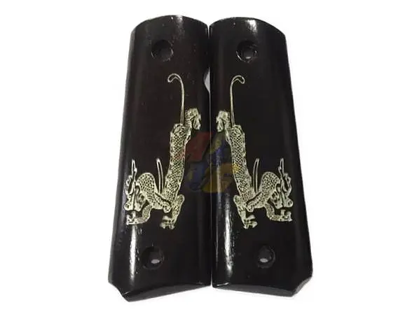 KIMPOI SHOP Face Off M1911 Wood Grip for M1911 Gas Pistol (Silver Dragon)
