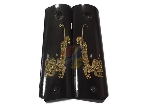 KIMPOI SHOP Face Off M1911 Wood Grip for M1911 Gas Pistol (Golden Dragon)