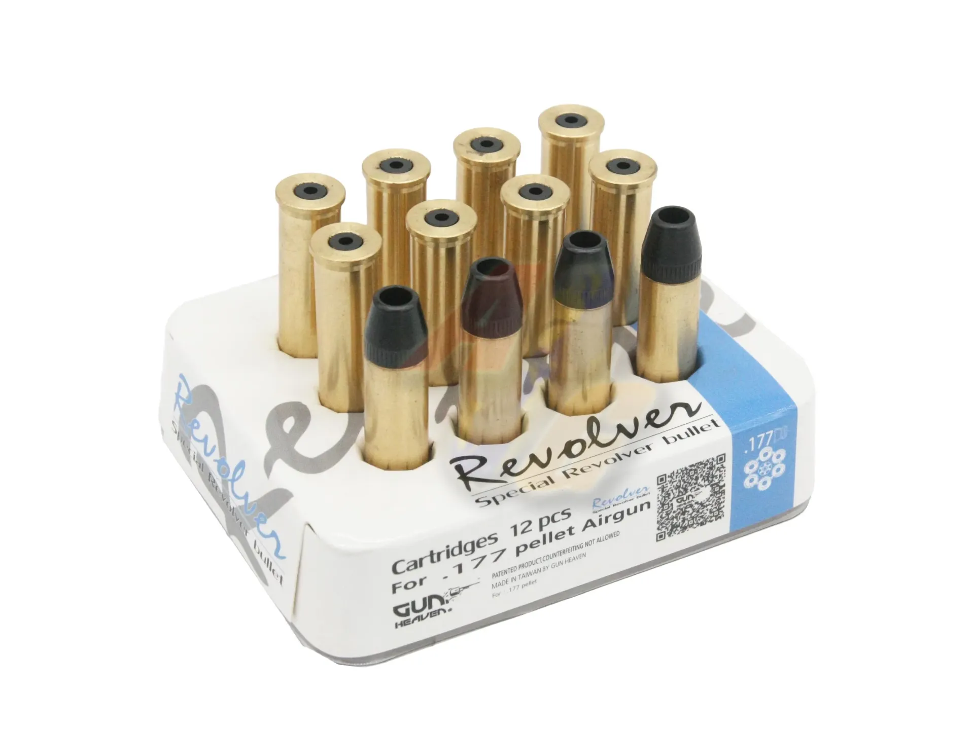 Gun Heaven Full Metal Brass Shells for Win Gun/ Dan Wesson/ Umarex SAA 4.5mm Co2 Revolver - 12 Pcs