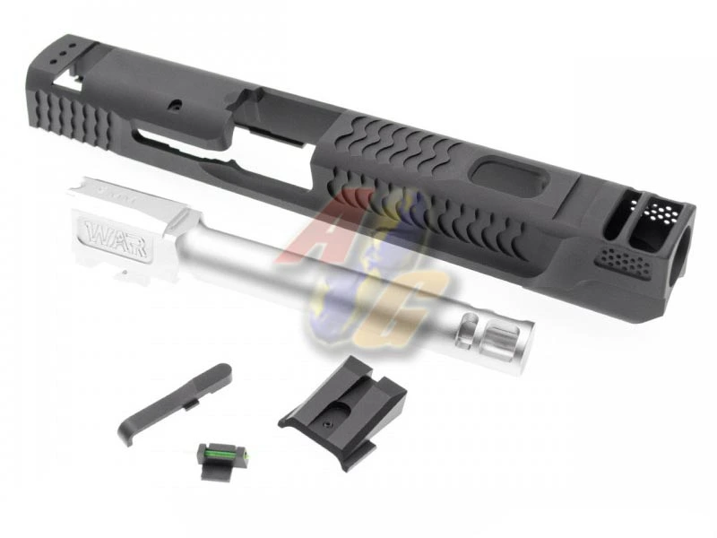JDG WAR Afterburner M&P 1.0 Slide Set for Tokyo Marui M&P9 GBB - Licensed by WAR (Black w/ Silver Barrel)