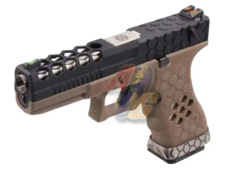Armorer Works Hex Cut Signature G18C GBB Pistol - BK/ TAN