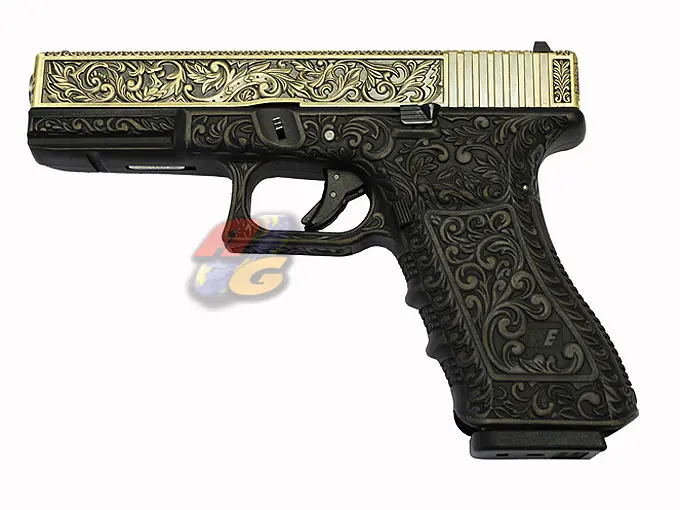 WE G17 Floral Metal Slide Pistol GBB - BK