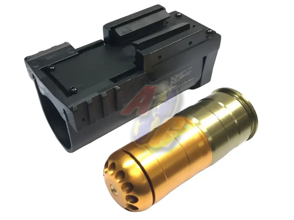 Armyforce CNC Aluminum M203 Mini Grenade Launcher with 120rds 40mm Airsoft Grenade Cartridge (Black)