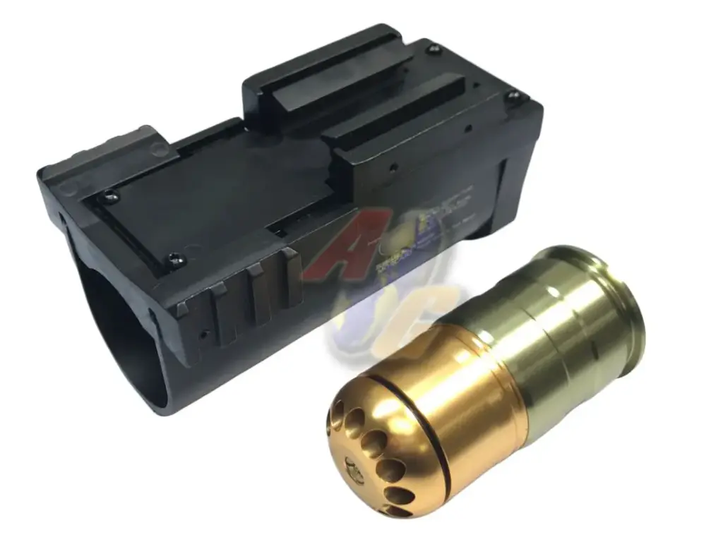 Armyforce CNC Aluminum M203 Mini Grenade Launcher with 64rds 40mm Airsoft Grenade Cartridge (Black)
