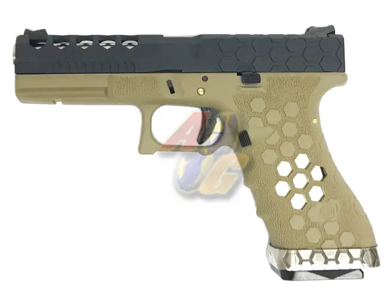 Armorer Works Hex Cut Signature H17 GBB Pistol (BK/ TAN)