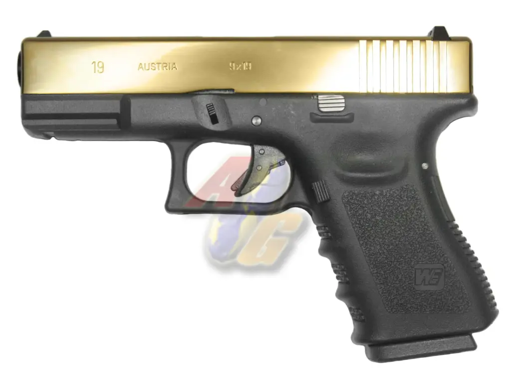 WE G19 GBB( Gold, Metal Slide, BK Frame )
