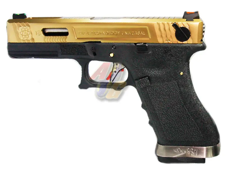 WE G18C WET GBB (Gold, Metal Slide, BK Frame)
