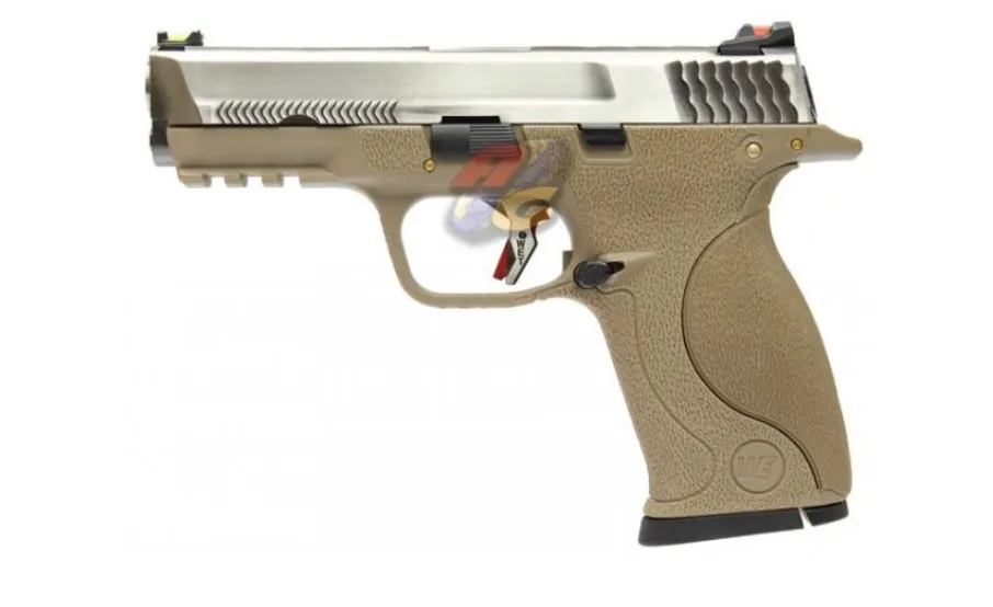 WE Toucan AUTO T8 A GBB - Silver Slide, Silver Barrel, Tan Frame