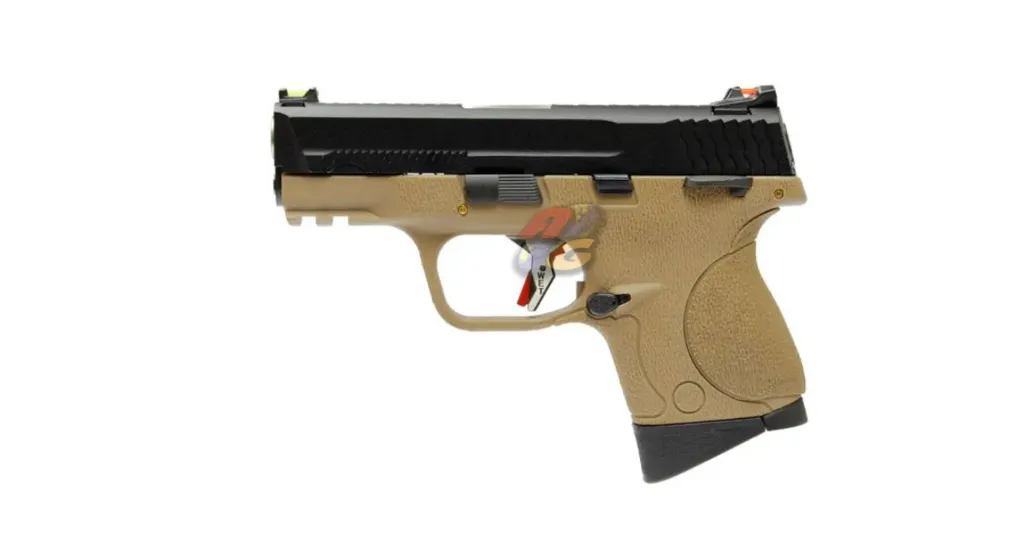 WE Toucan S AUTO T4 A GBB - Black Slide, Silver Barrel, Tan Frame
