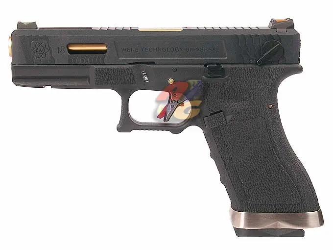 WE G18C T1 GBB (BK Slide, GD Barrel, BK Frame)