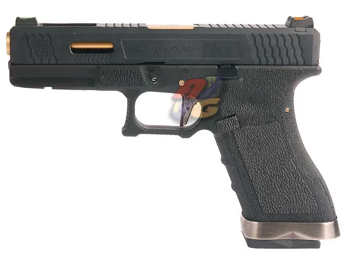 WE G17 T1 GBB (BK Slide, GD Barrel, BK Frame)