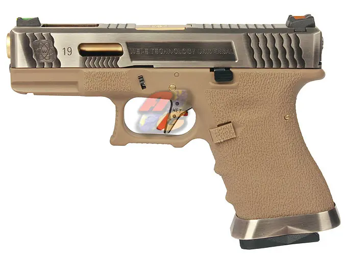 WE G19 T4 GBB (SV Slide, GD Barrel, TAN Frame)