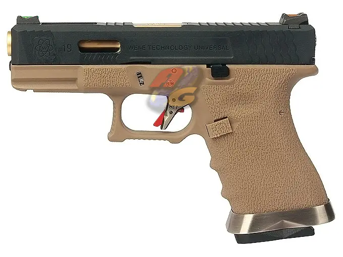 WE G19 T6 GBB (BK Slide, GD Barrel, TAN Frame)