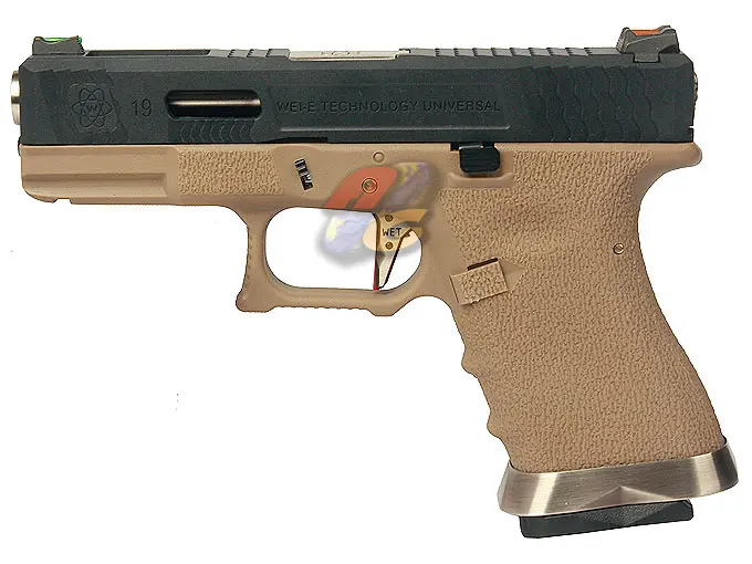WE G19 T2 GBB ( BK Slide, SV Barrel, TAN Frame )