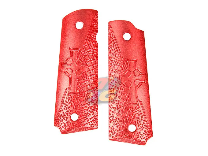 TSC CNC Aluminum Hard Grip for Marui M1911 GBB - Red (Type C)