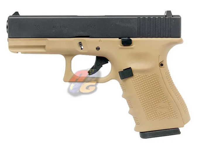 WE G19 Gen4 GBB Pistol (BK Metal Slide, Sand Frame)