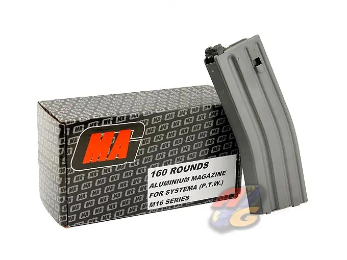 MAG 160 Rounds Aluminum Magazine for Systema M16/ M4 P.T.W. (BK)