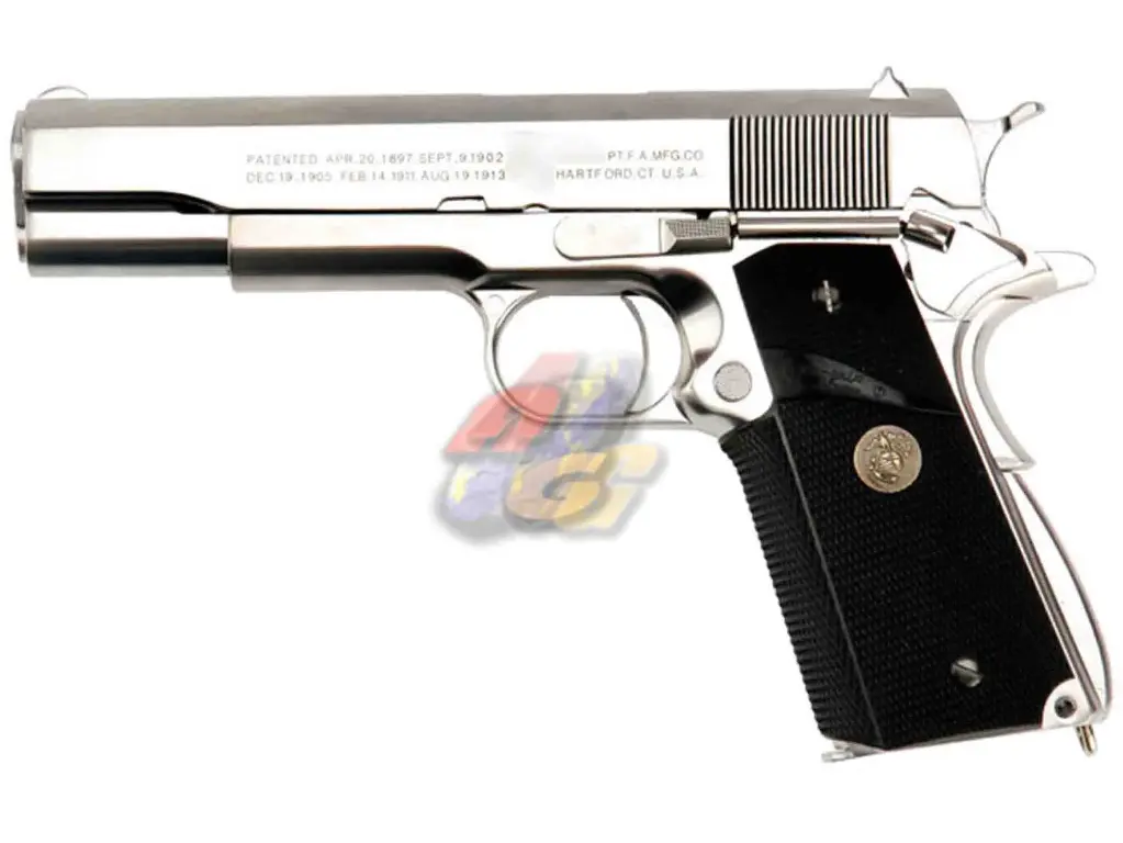 WE M1911A1 with Marking - Full Metal (SV) (Black Rubber Grip)