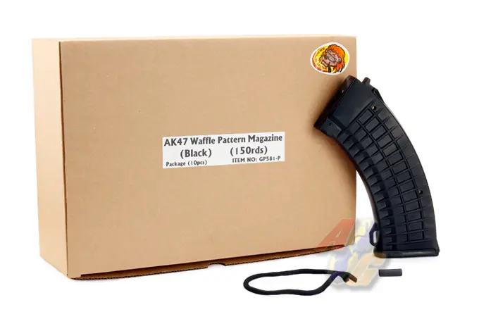 G&P AK47 150 Rounds Waffle Pattern Magazine (10 Pcs Box Set)- Black