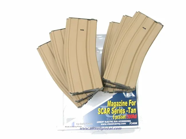 [CA-P346M] Classic Army M4/ M16 300 Rounds AEG Magazine (Tan) (6 Pcs Box Set)