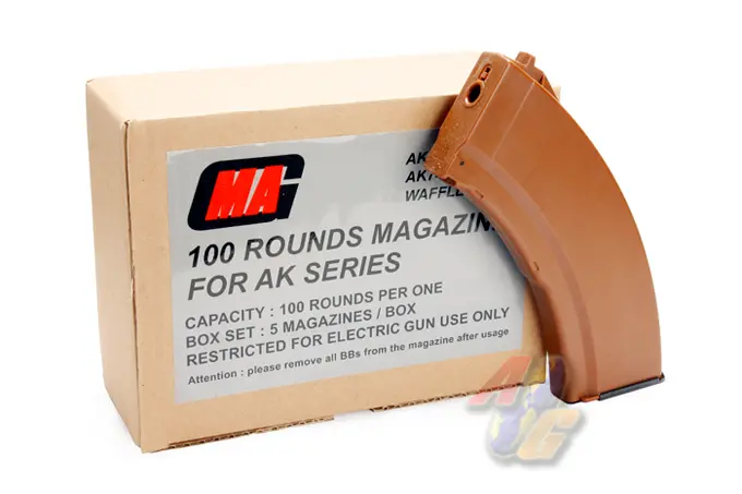 MAG 100 Rounds Magazine for AK Series Box Set (AKM) (Brown)