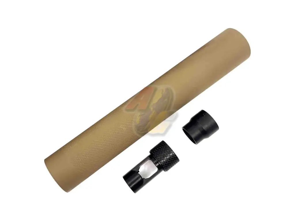 Airsoft Artisan QD Silencer with SPR Brake and Collar (Dark Earth/ Spray Paint)