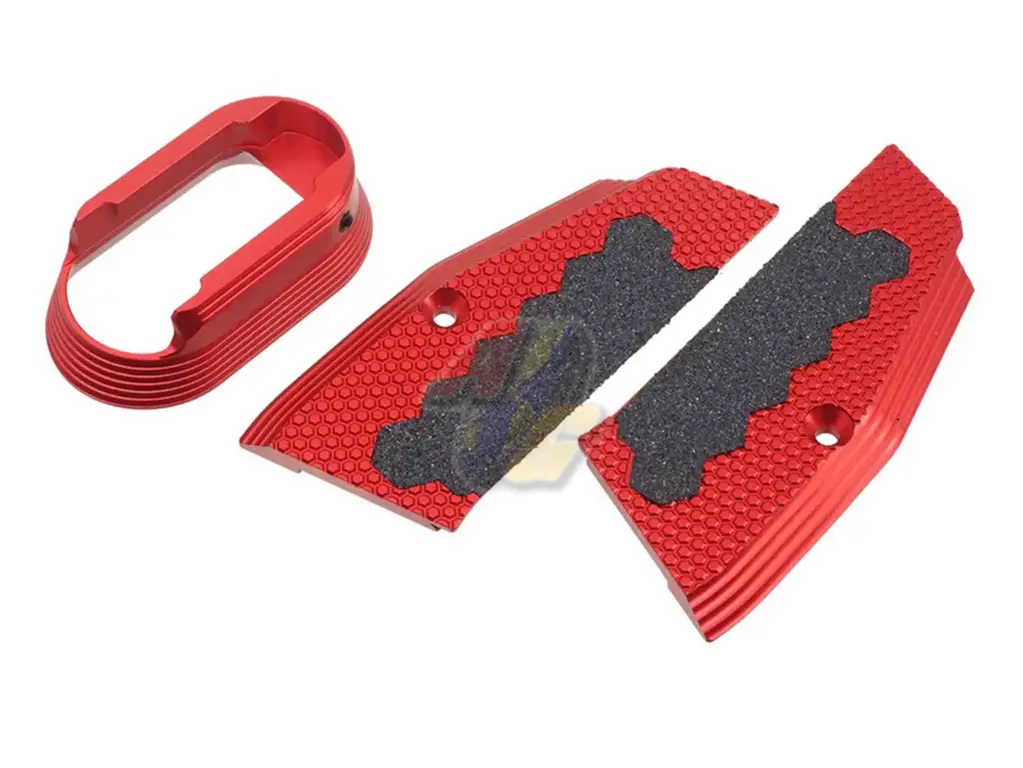 5KU CNC Aluminum Short Grip Panel and Magwell for KJ Shadow 2/ TS2 GBB (Red)