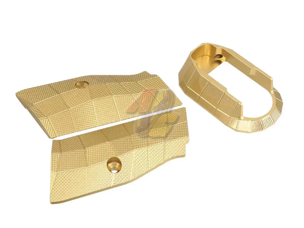 [5KU-GBSD2039-GD] 5KU Aluminum LOK Style Short Grip Panel and Magwell for KJ Shadow 2 GBB (Gold)