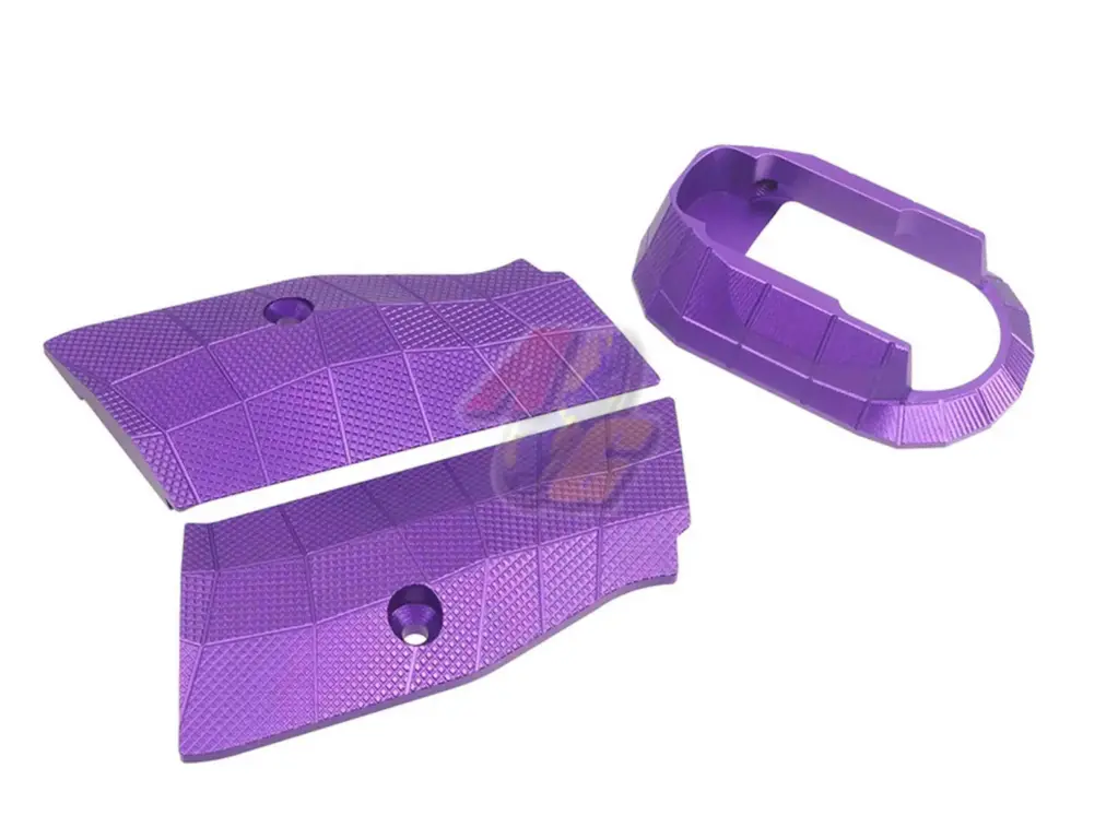 5KU Aluminum LOK Style Short Grip Panel and Magwell for KJ Shadow 2 GBB (Purple)
