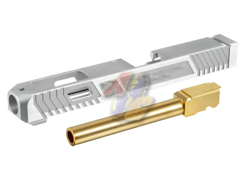 Gunsmith Bros G Style TTI 34 Slide Set - Gold Barrel/ Silver Slide