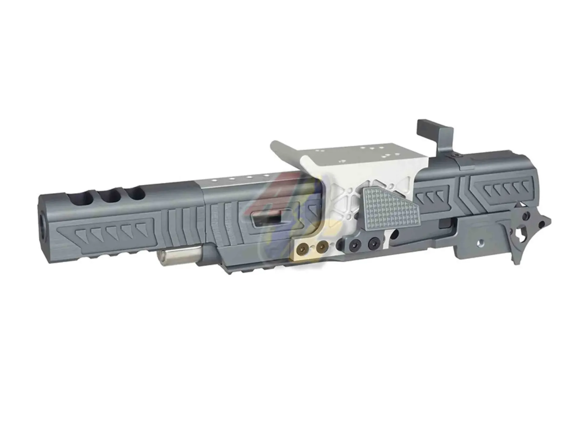 [5KU-GB-656-GYSV] 5KU Limcat Sabercat Style Open Slide Kit for Tokyo Marui Hi-Capa GBB - Grey/ Silver
